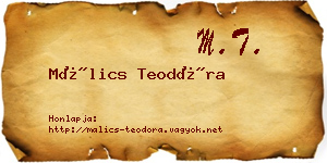 Málics Teodóra névjegykártya